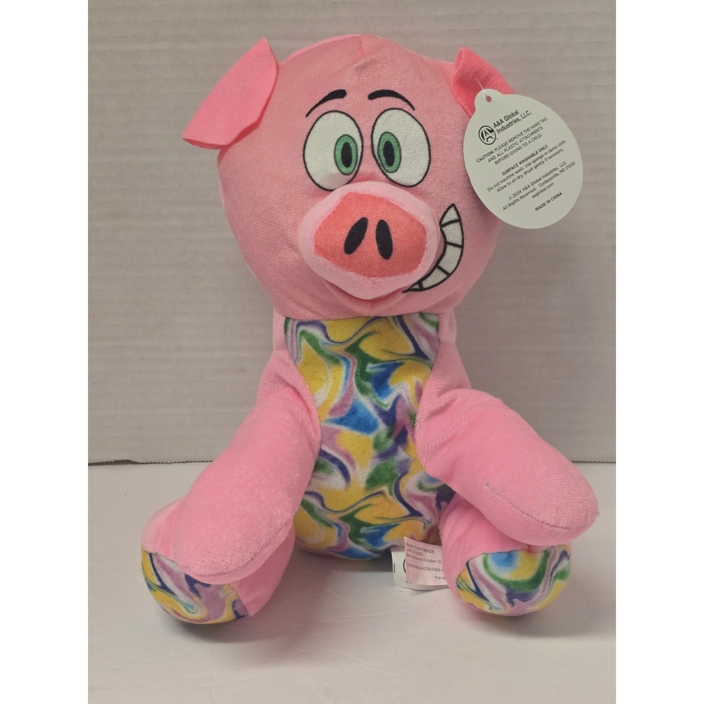 A&A Global Industries Pink Pig Plush Psychedelic Swirl Pattern Stuffed Animal